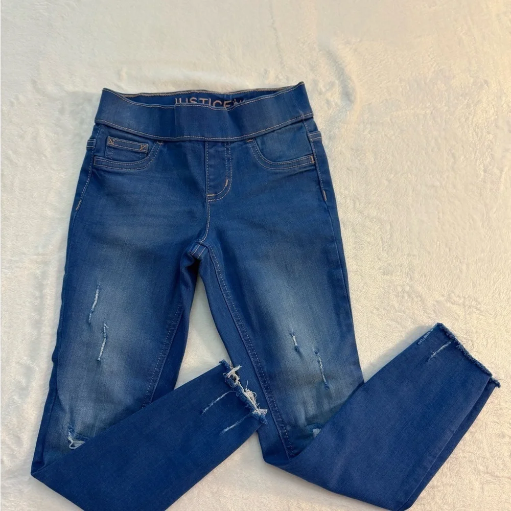 Justice Indigo Wash Distressed Little Girls’ Size 6 Leggings
